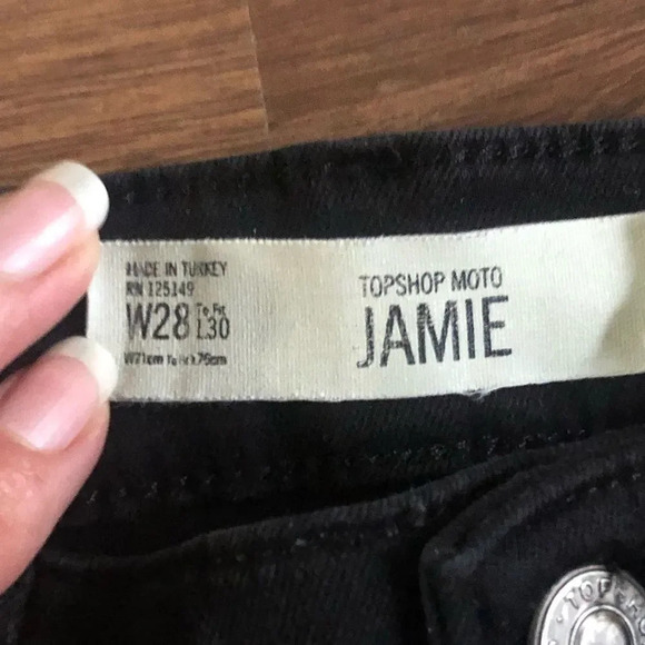 Top Shop Moto Jamie Black Denim/Pants/Jeans - Picture 3 of 5